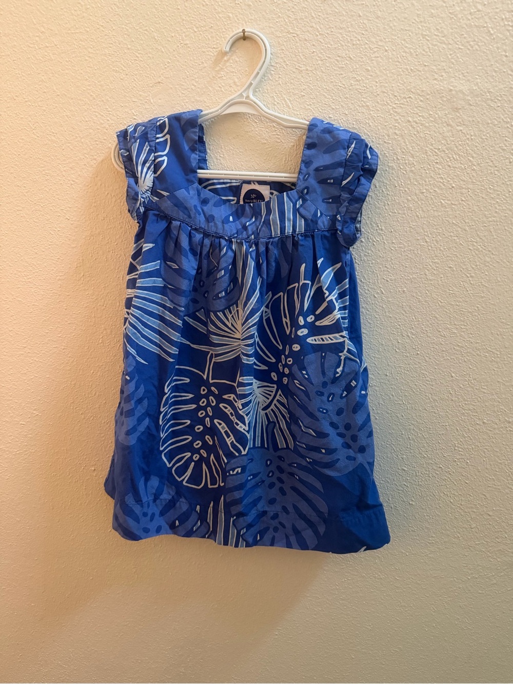 Blue Tropical Print Girls' Dress